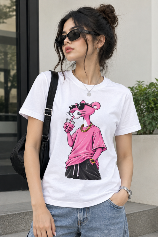 Pink Rebel Boba Drink Graphic T-Shirt