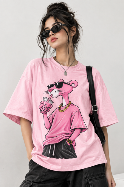 Pink Rebel Boba Drink Graphic T-Shirt